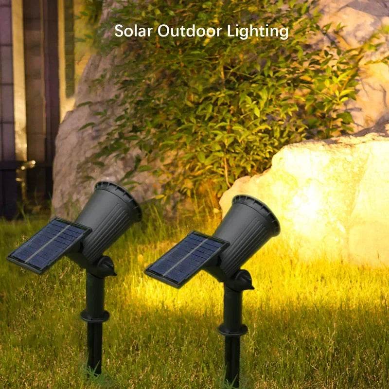 9 LED Solar Spotlights | Waterproof Outdoor Garden & Patio Lights - CartRare