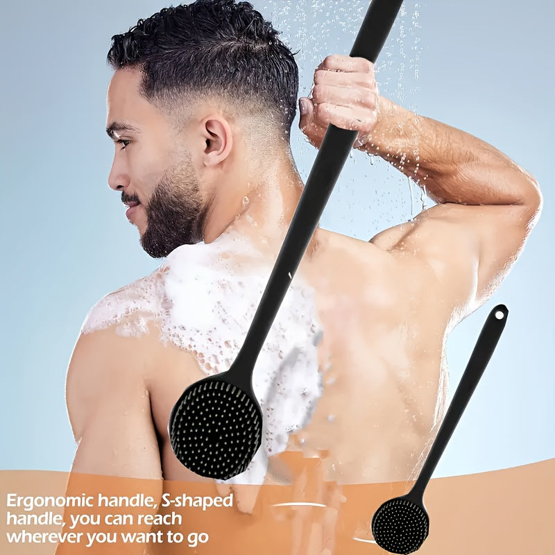 Ergonomic Long Handled Silicone Bath Brush Soft Bristles for Deep Cleaning - CartRare