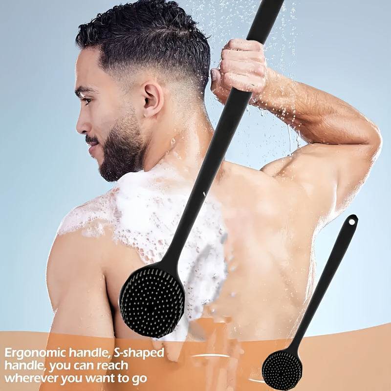 Ergonomic Long Handled Silicone Bath Brush Soft Bristles for Deep Cleaning - CartRare