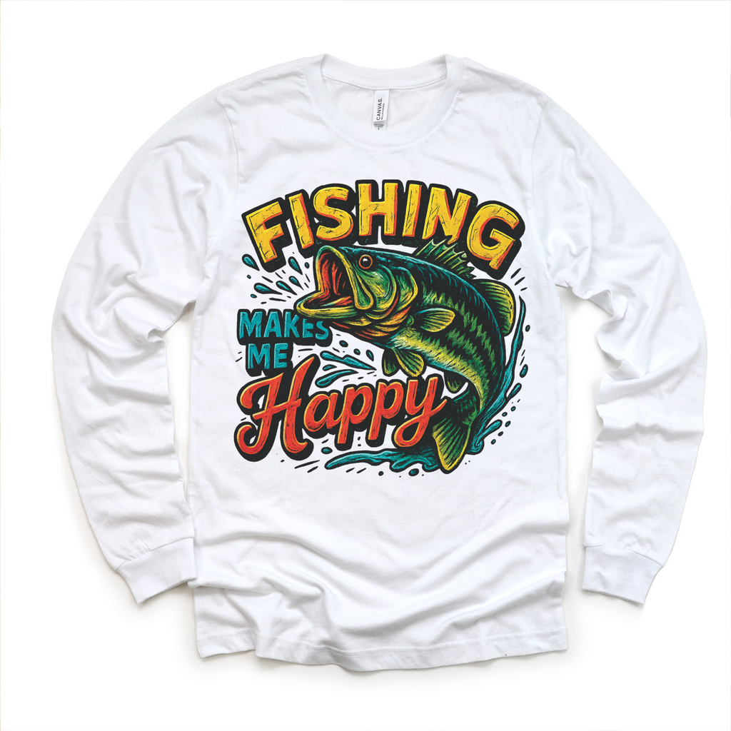 Fishing Make Me Happy Shirt - Bass Fishing Outdoors Tee