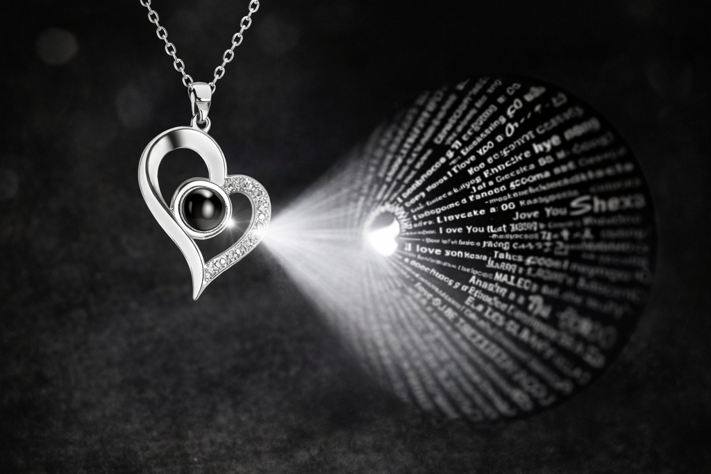 Heart Rose Gift Box with LED Lights & “I Love You” Necklace