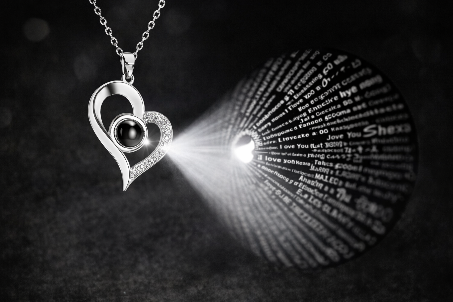 Heart Rose Gift Box with LED Lights & “I Love You” Necklace