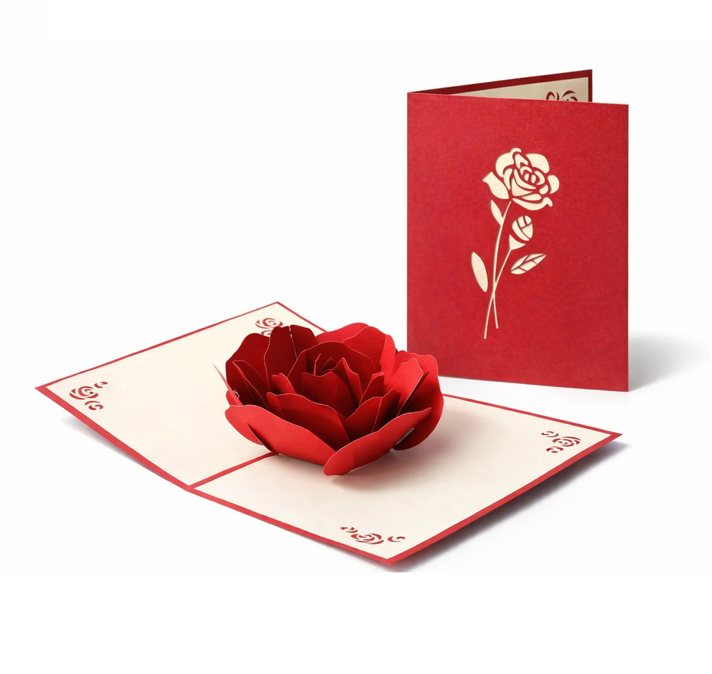 3D Pop-Up Rose Birthday Greeting Card with Envelope - CartRare