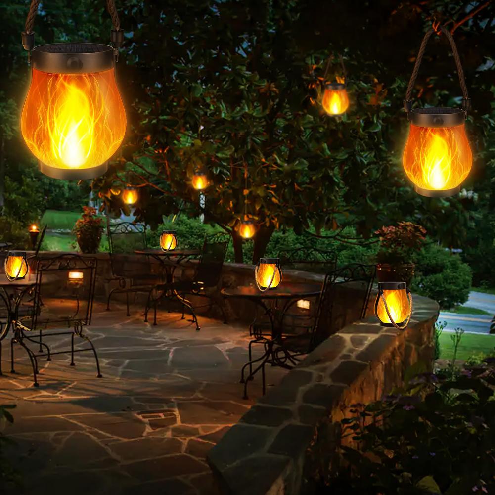 Waterproof Solar Lantern Lights for Outdoor Decor – Flickering Flame Hanging Lights with 2 Modes for Patio, Yard & Garden - CartRare