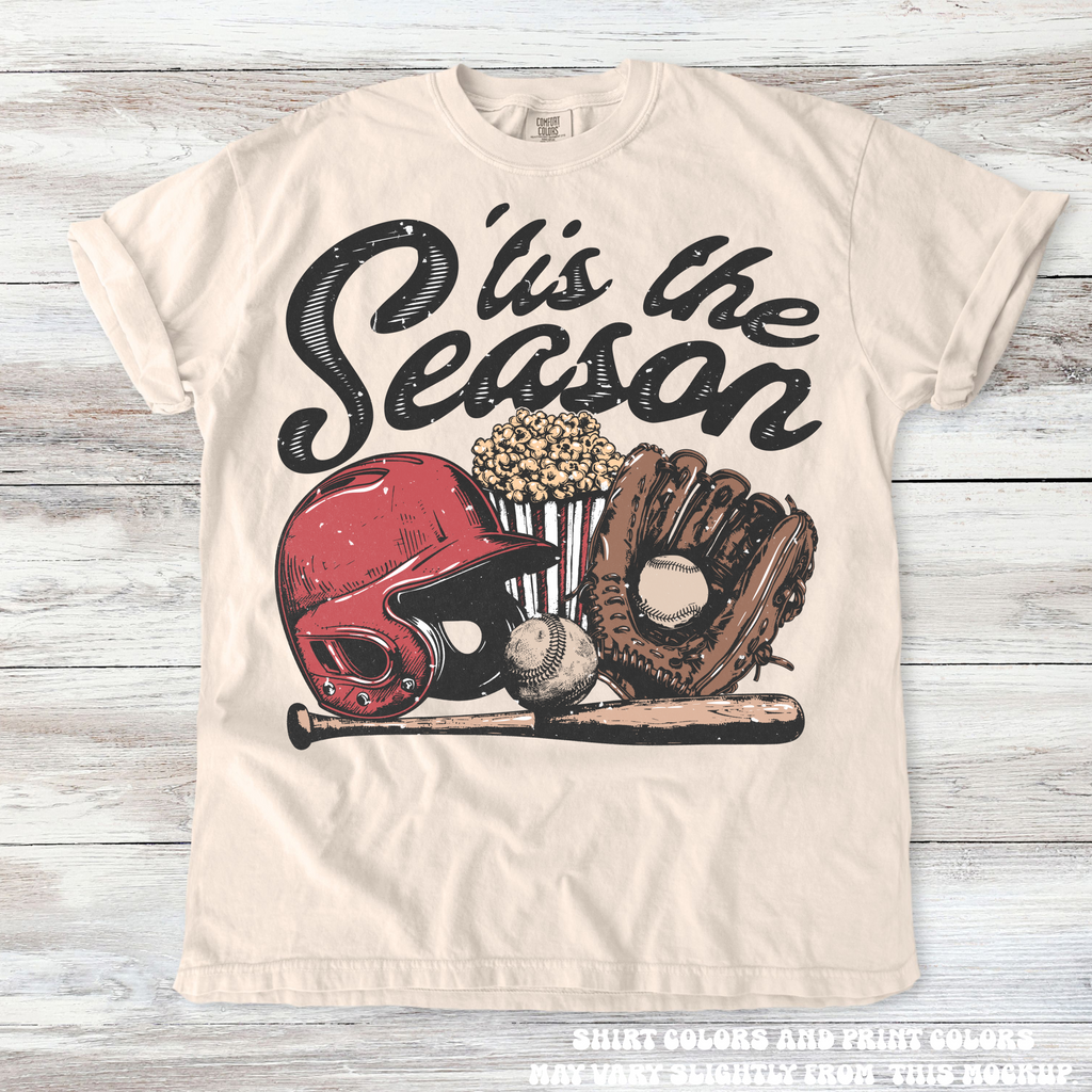 Retro Baseball Tis The Season Shirt - Printed On Comfort Colors
