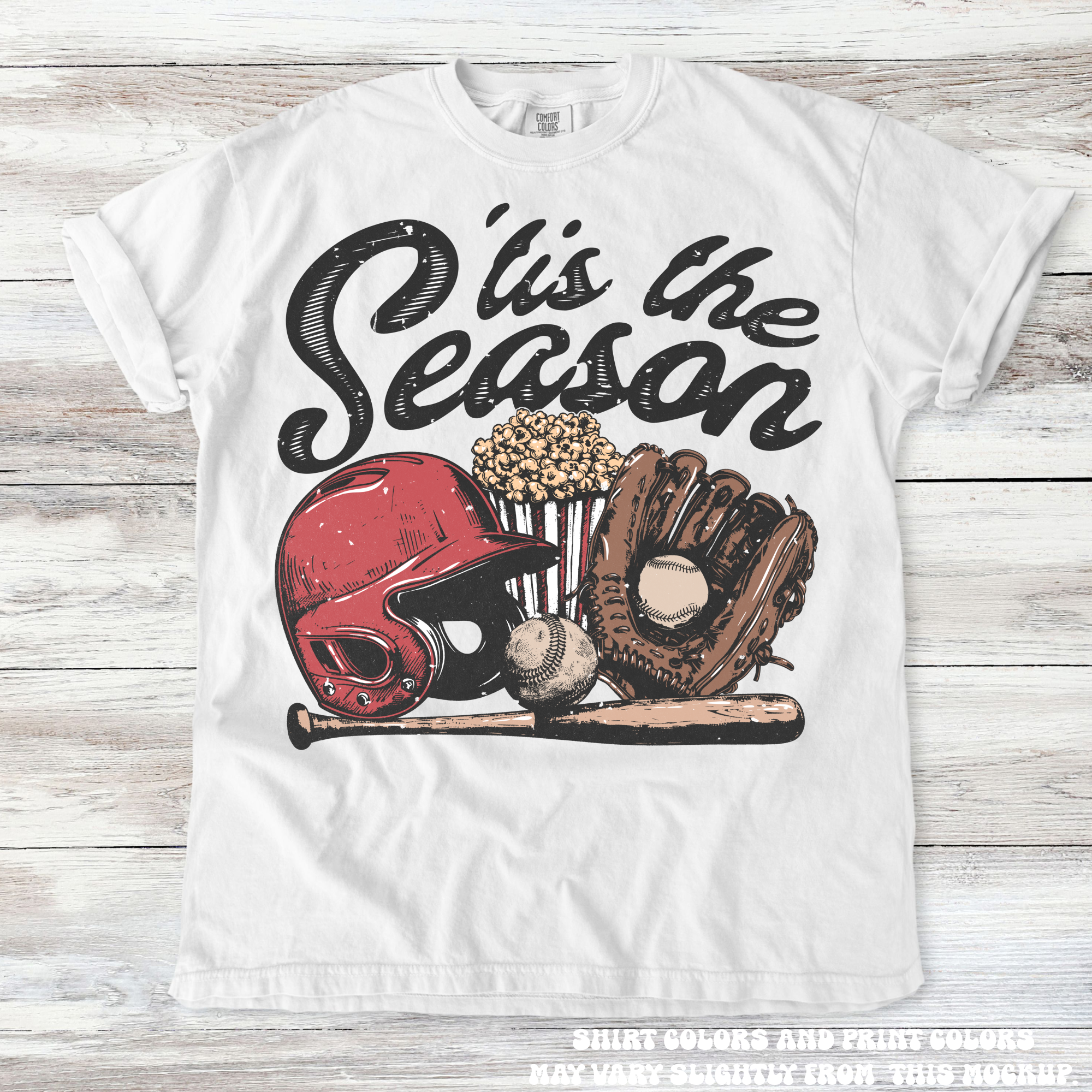 Retro Baseball Tis The Season Shirt - Printed On Comfort Colors