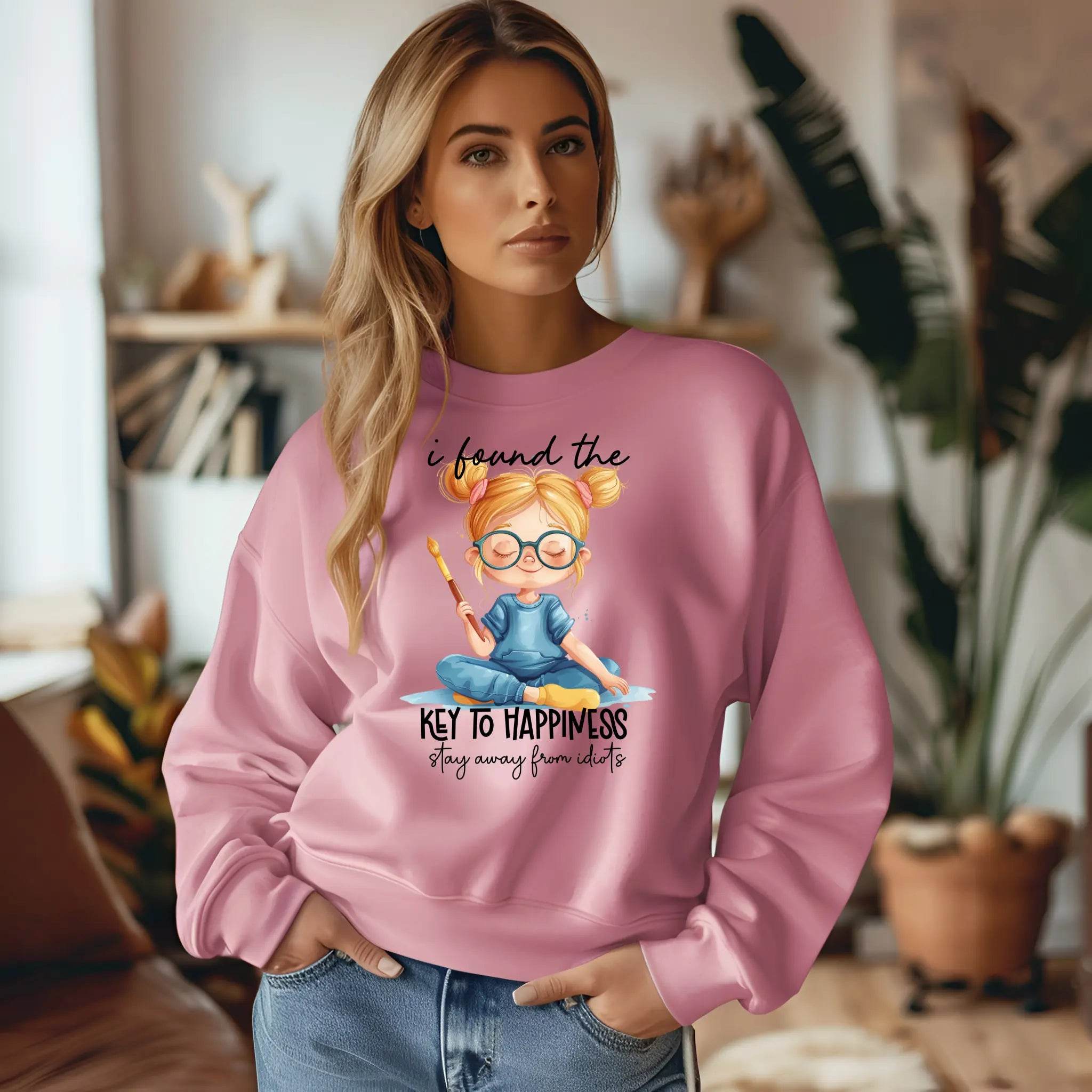 I Found the Key to Happiness Stay Away from the Idiots Sweatshirt – Funny Graphic Pullover - CartRare