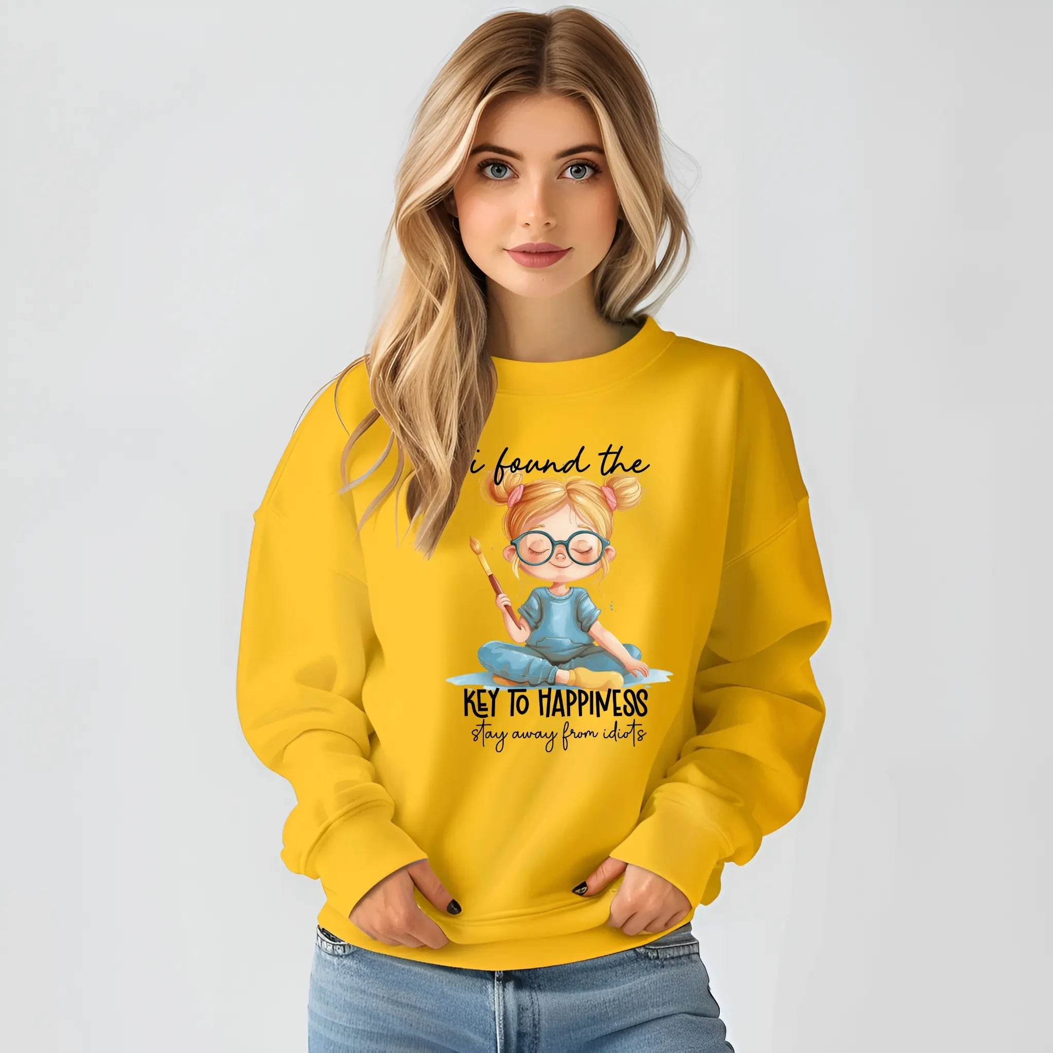 I Found the Key to Happiness Stay Away from the Idiots Sweatshirt – Funny Graphic Pullover - CartRare
