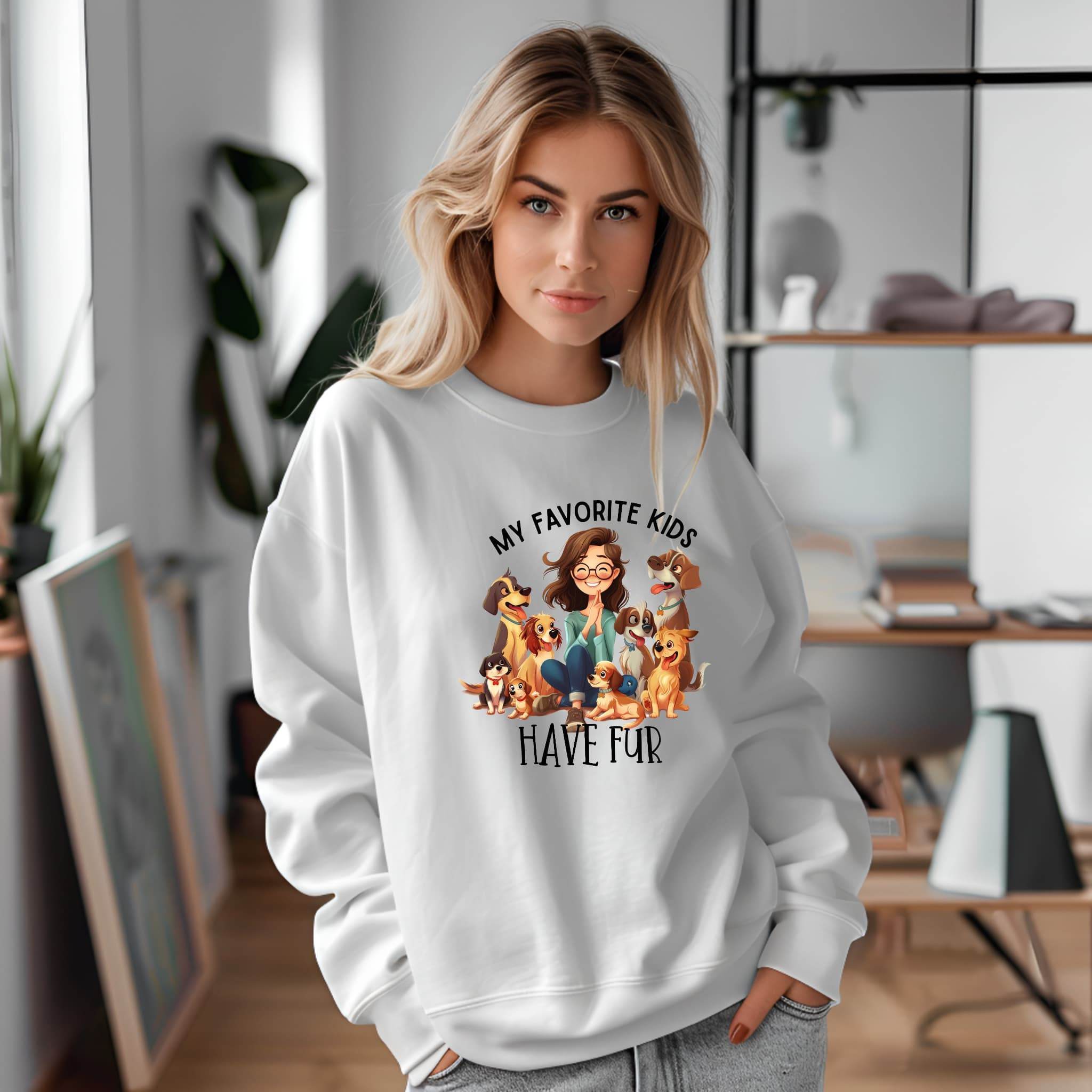 My Favorite Kids Have Fur Sweatshirt – Cozy Pet Lover Pullover - CartRare