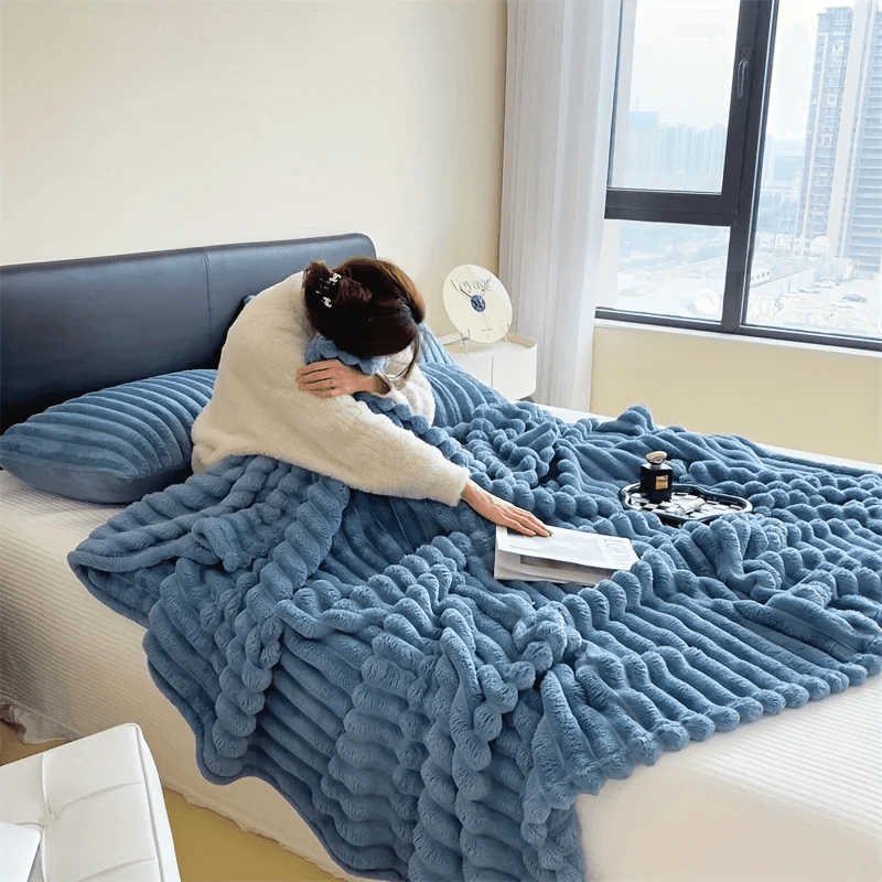 Light luxury Solid Color Multifunctional Rabbit Velvet Blanket - CartRare