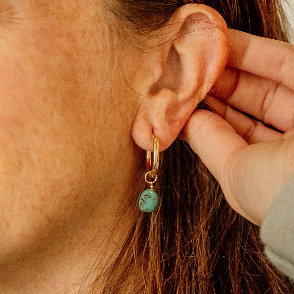 Blue Turquoise Hoop Charms