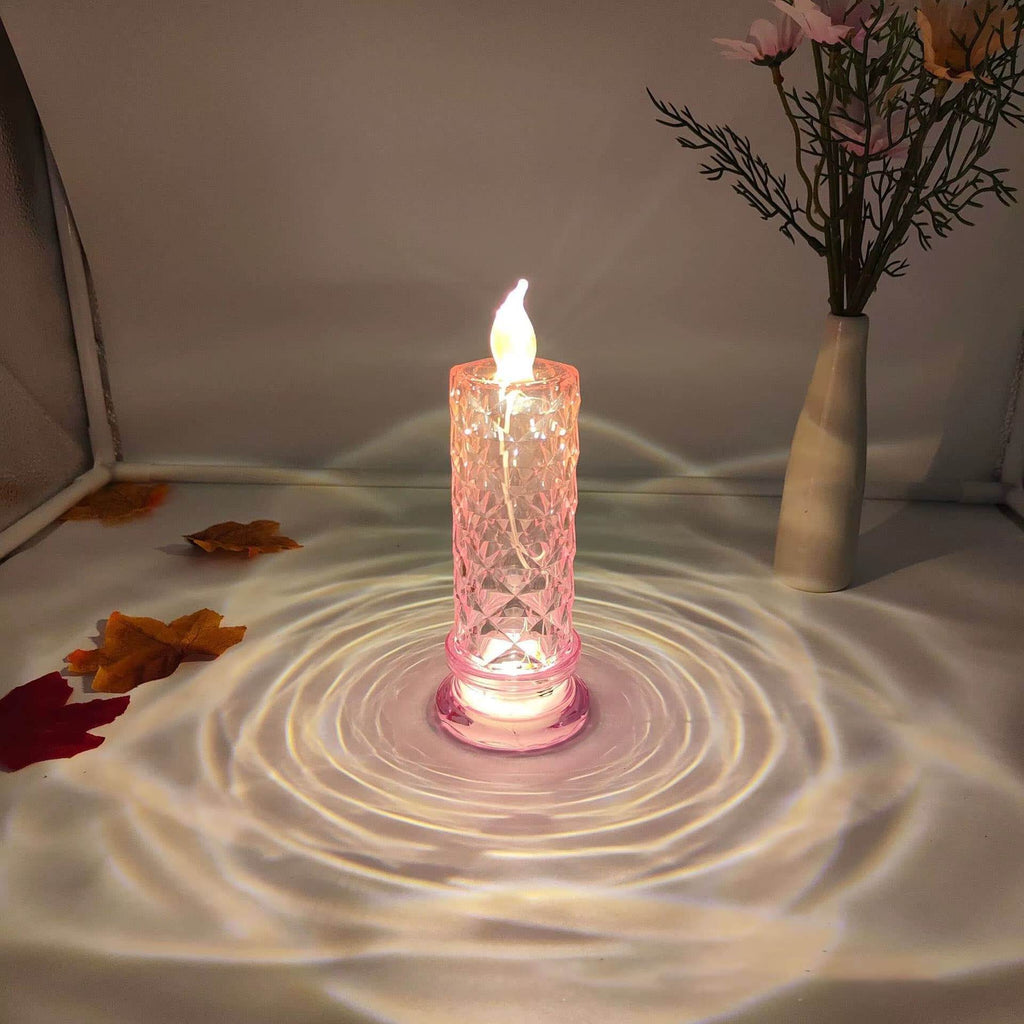 Flameless LED Rose Projection Candle Light for Home Decor, Parties, Wedding Gift - CartRare