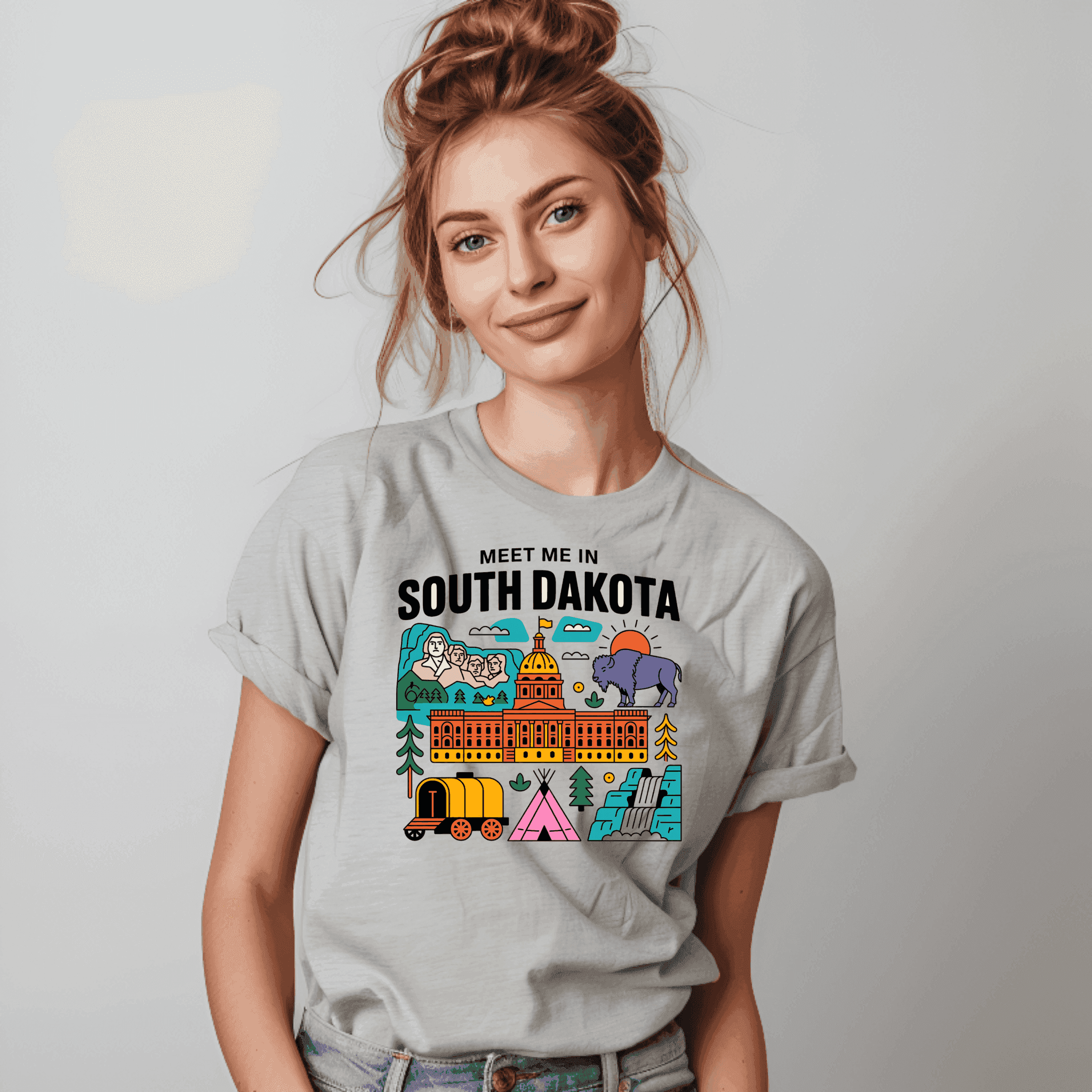 Meet Me in South Dakota T-Shirt – Retro Travel Graphic Tee - CartRare