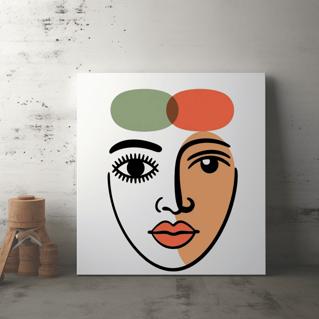 Abstract Women Face Poster Canvas – Modern Minimalist Wall Art - CartRare
