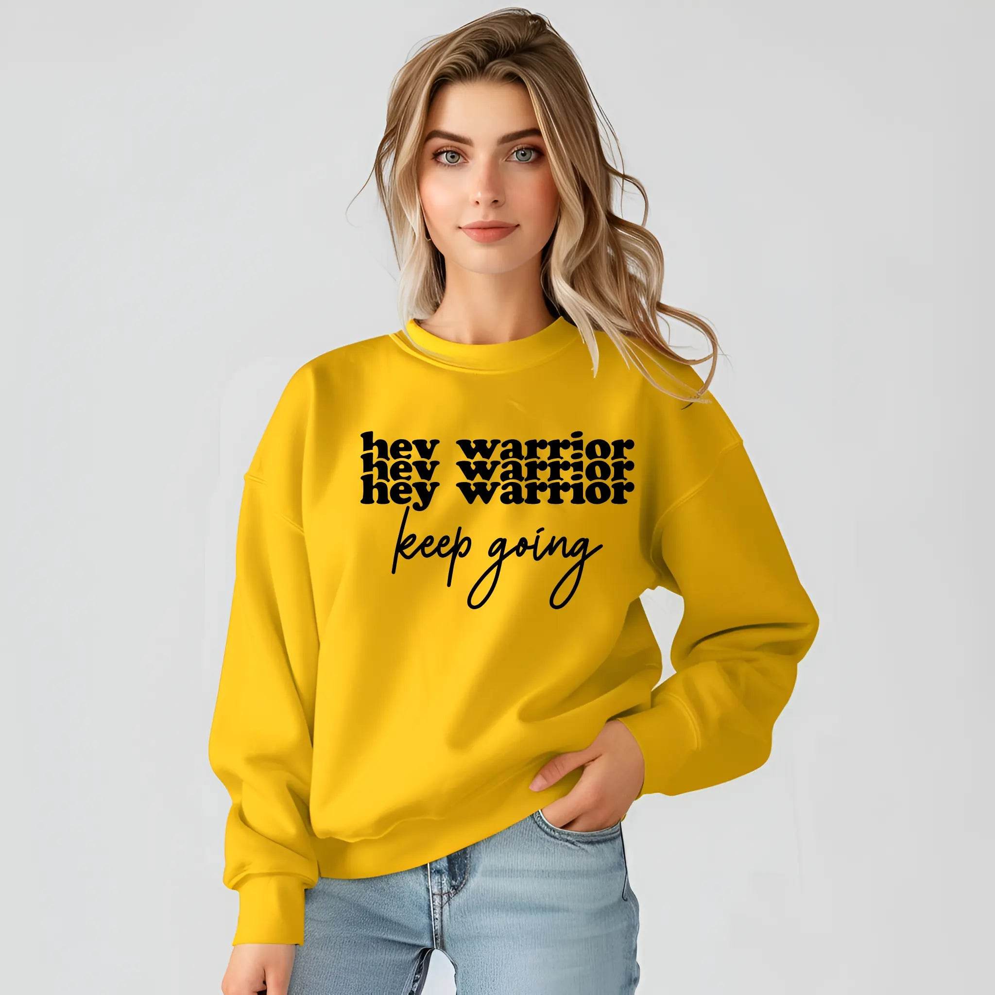 Hey Warrior Keep Going Sweatshirt – Cozy & Motivating - CartRare