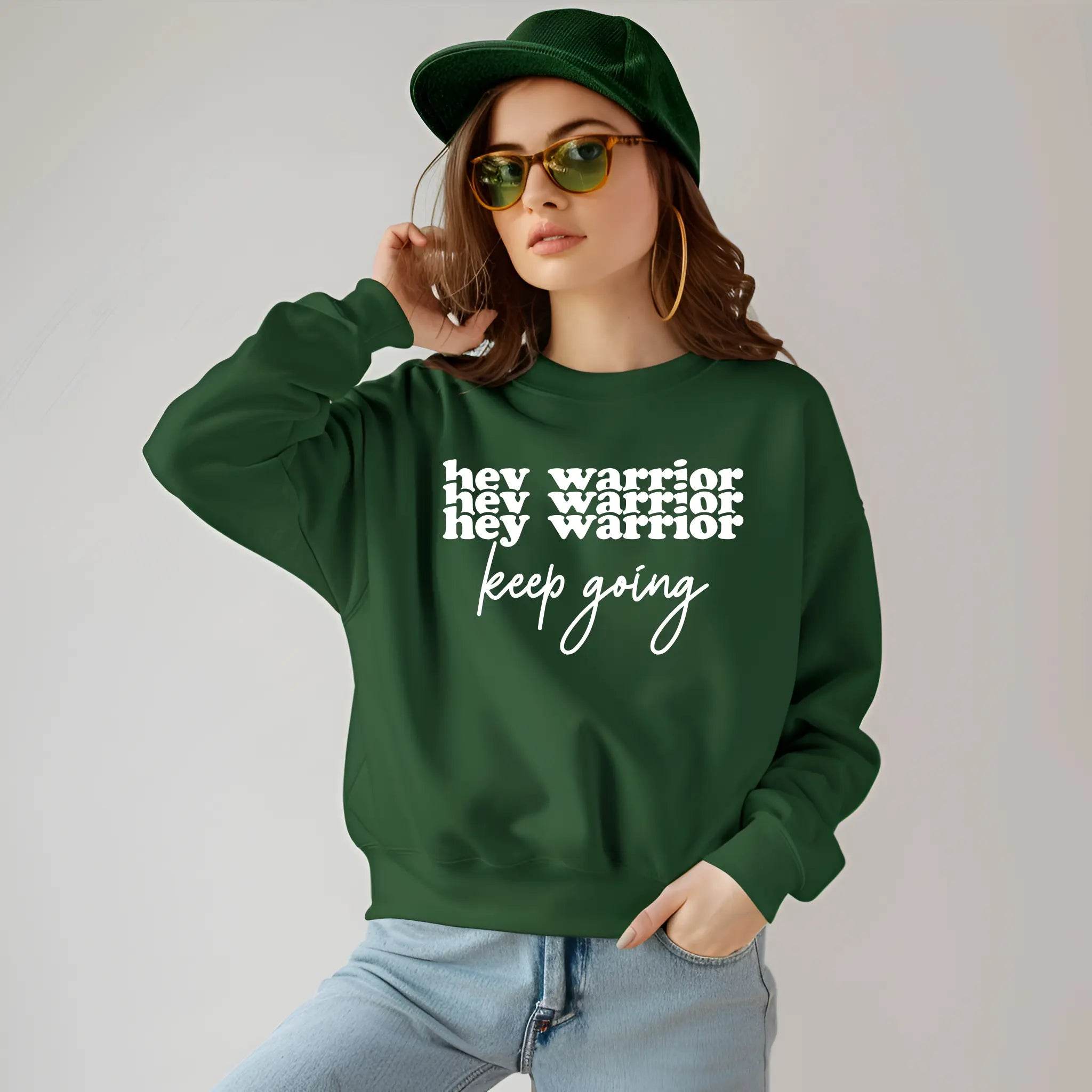 Hey Warrior Keep Going Sweatshirt – Cozy & Motivating - CartRare