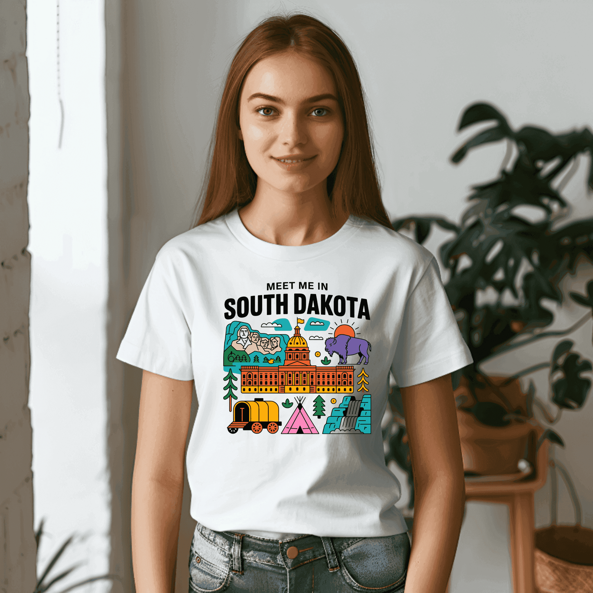 Meet Me in South Dakota T-Shirt – Retro Travel Graphic Tee - CartRare