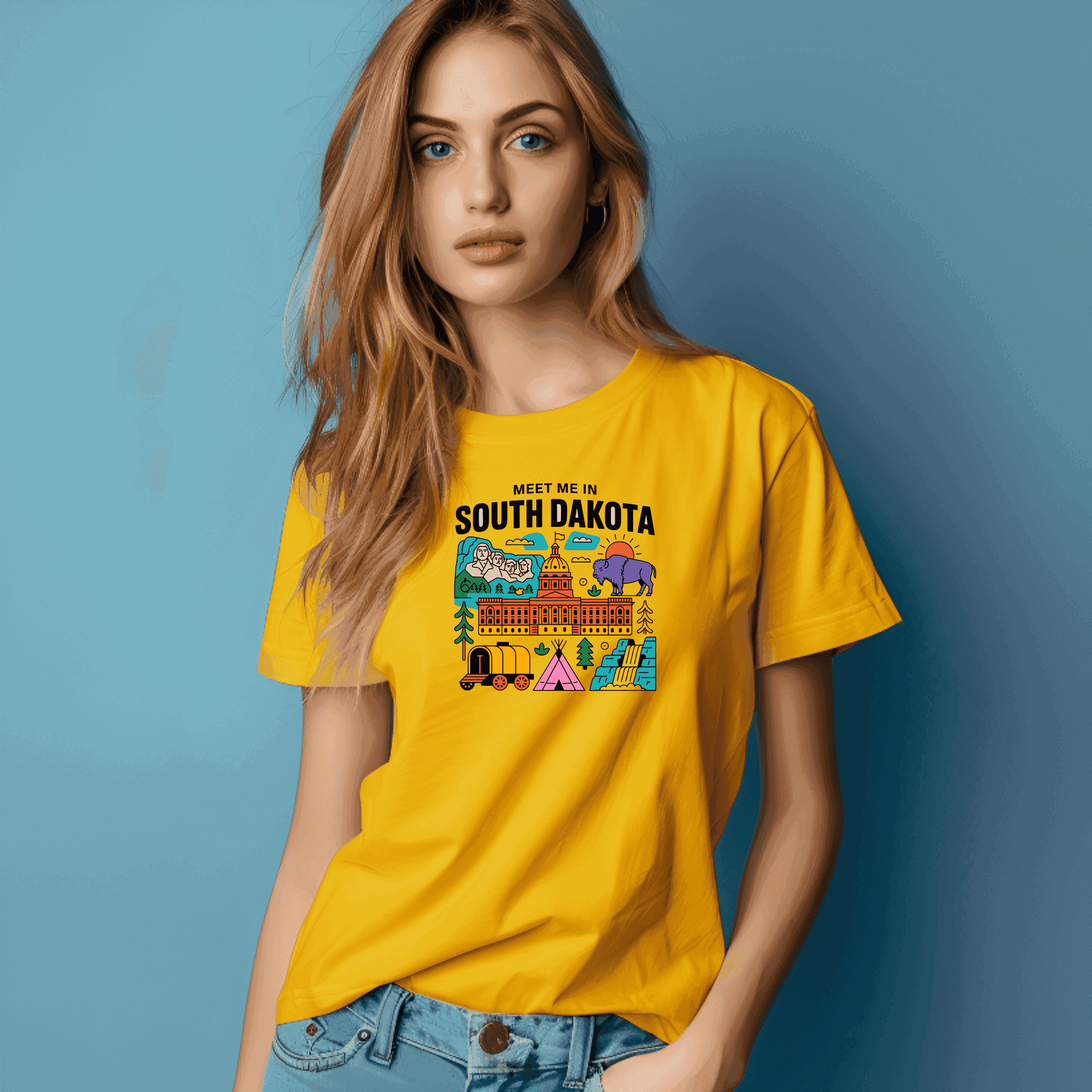 Meet Me in South Dakota T-Shirt – Retro Travel Graphic Tee - CartRare