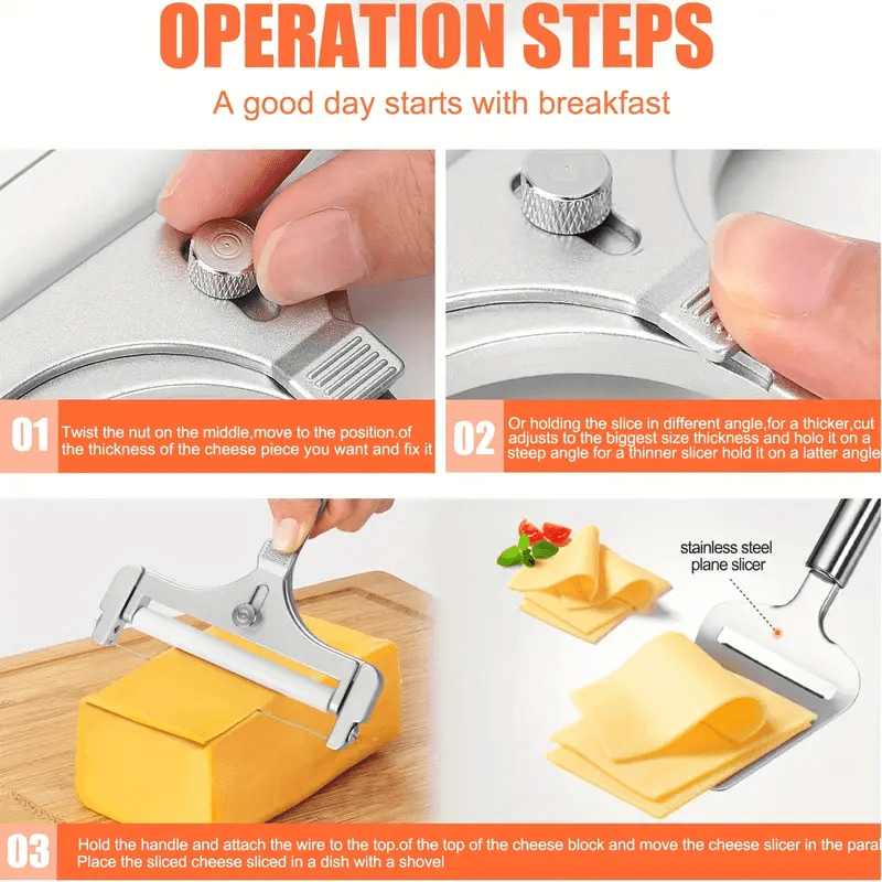 Adjustable Cheese Slicer with Wire and Rollers – Adjustable Cutter for Perfect Slices - CartRare