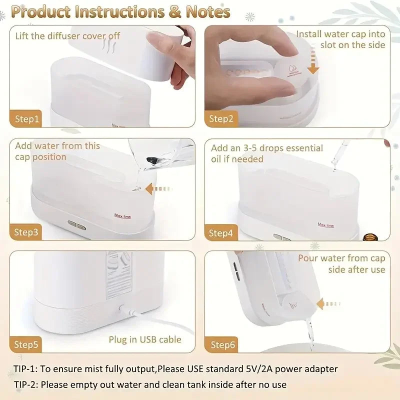 Simulated Flame Aroma Diffuser & Ultrasonic Cool Mist Maker - CartRare