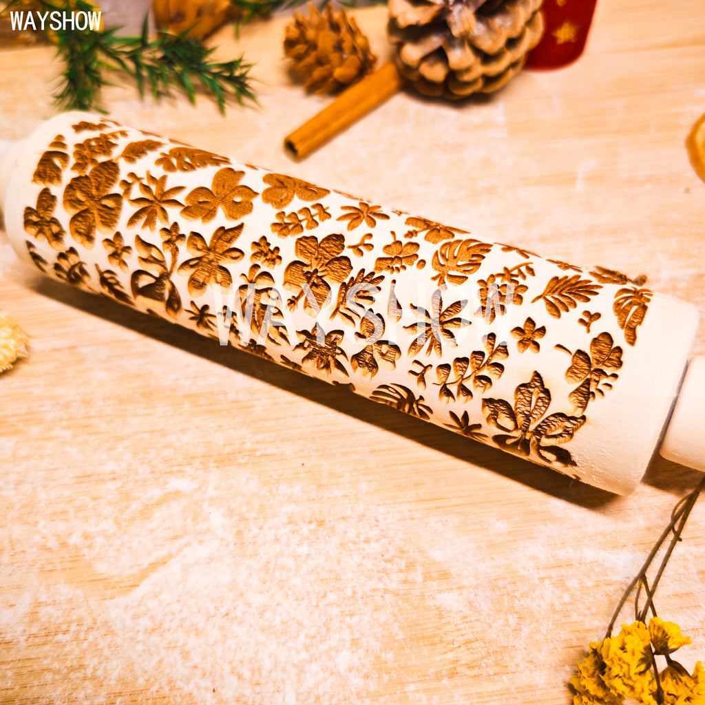 Premium Patterned Wooden Rolling Pin Embossed Dough & Baking Tool for All Designs