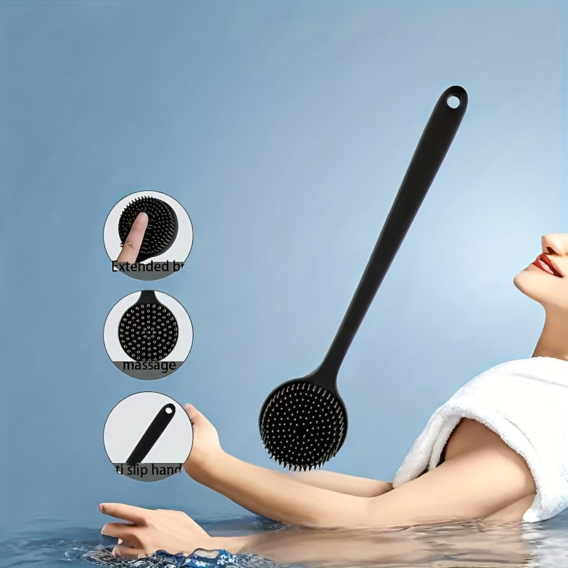 Ergonomic Long Handled Silicone Bath Brush Soft Bristles for Deep Cleaning - CartRare