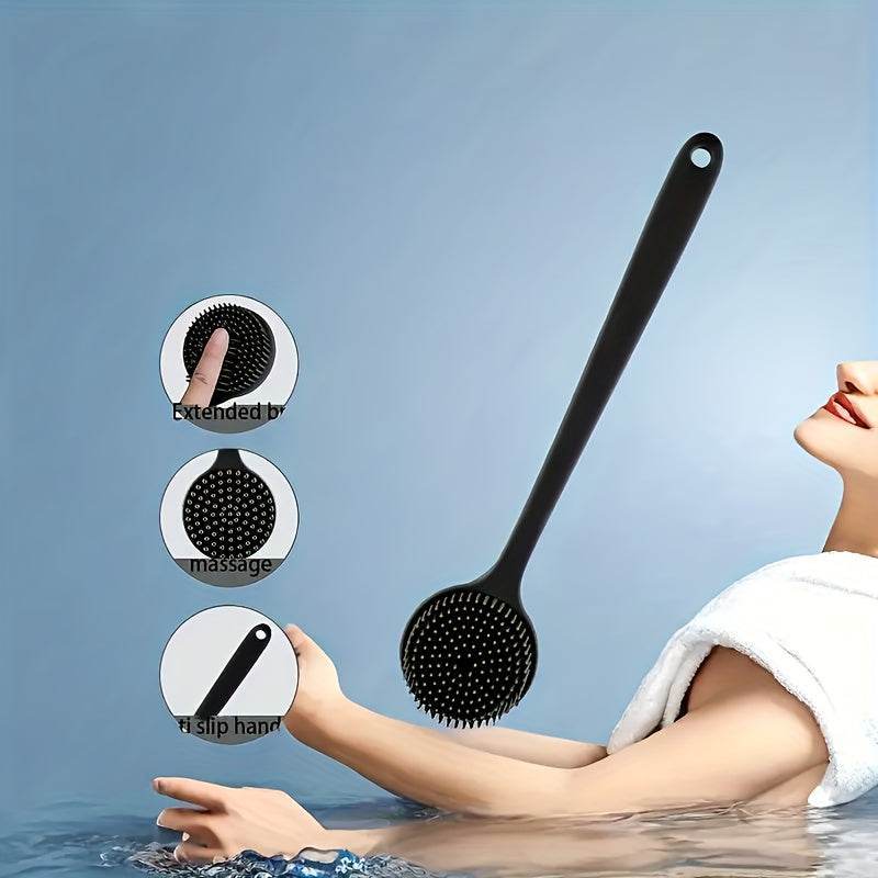 Ergonomic Long Handled Silicone Bath Brush Soft Bristles for Deep Cleaning - CartRare