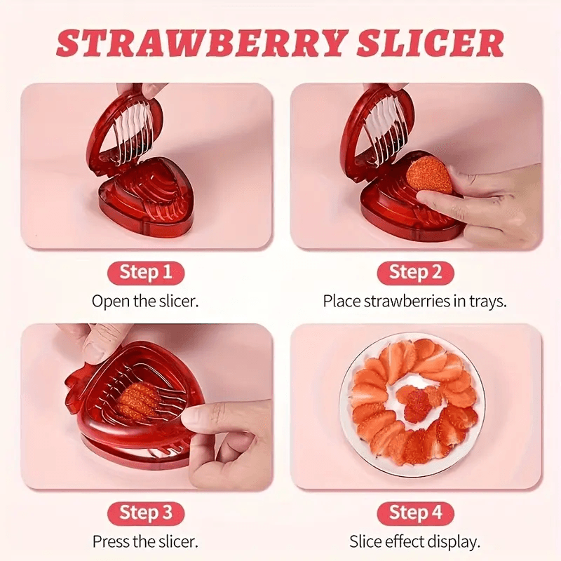 2-in-1 Strawberry Slicer & Stem Remover – Easy Kitchen Fruit Tool for Slicing, Coring & Peeling Berries, Melons & More - CartRare