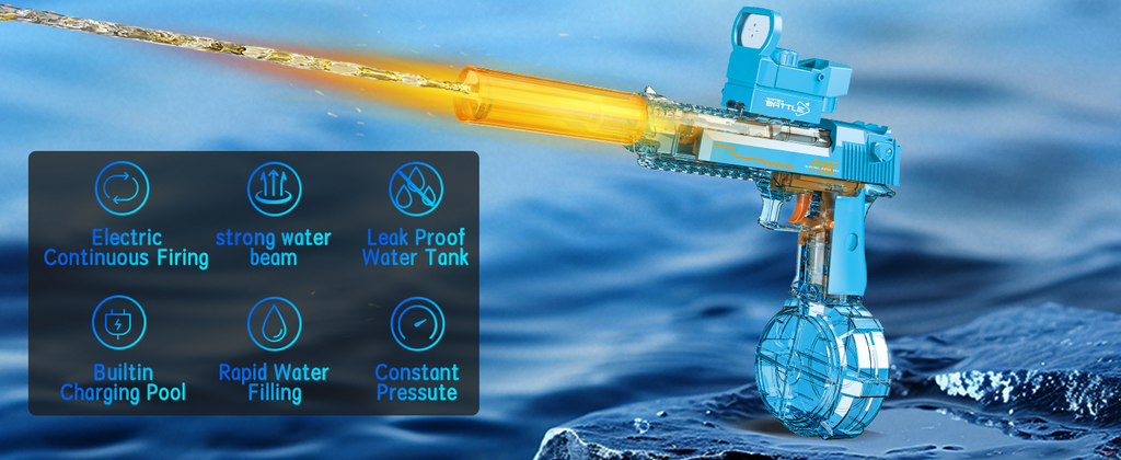 Desert Eagle Electric Water Gun with Silencer and Light High Speed, Long Range Squirt Gun for Kids & Adults - CartRare