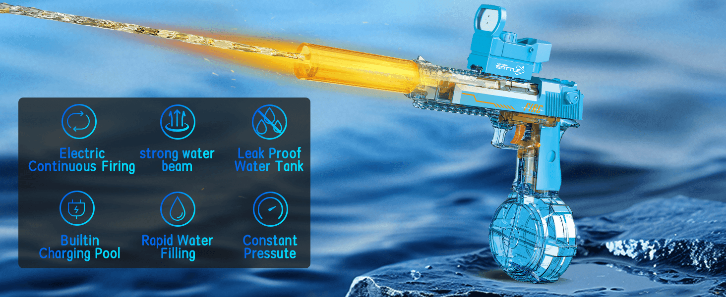 Desert Eagle Electric Water Gun with Silencer and Light High Speed, Long Range Squirt Gun for Kids & Adults - CartRare