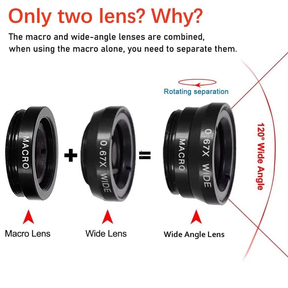 3-in-1 Smartphone Camera Lens Kit with Fisheye and Wide Angle - CartRare