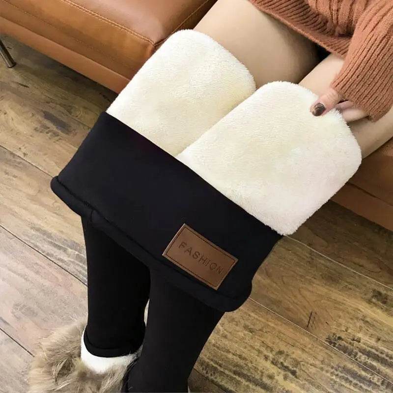 Women’s Thick Fleece Winter Leggings – High Waist Lamb Cashmere Velvet Warm Slim Tights - CartRare