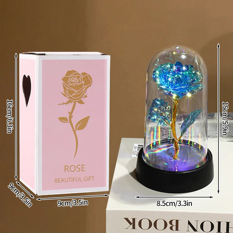 Eternal Rose LED Light in Glass Dome Romantic Gift Decor