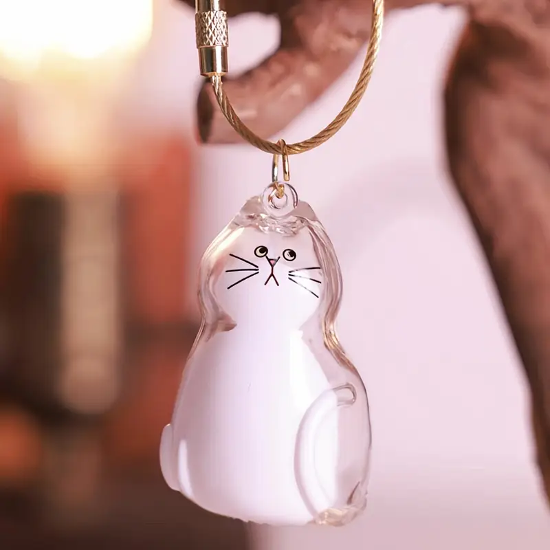 Cat Fur Memorial Keychain Transparent Pet Hair Keepsake Pendant