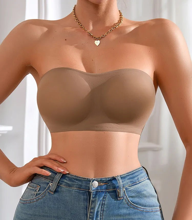 Seamless Ice Silk Strapless Bra Wire-Free & Padded