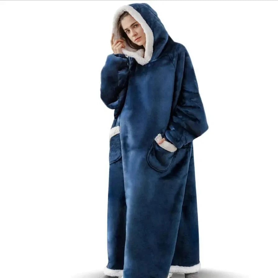 Giant Oversized Flannel Blanket Hoodie – Warm Winter Pullover