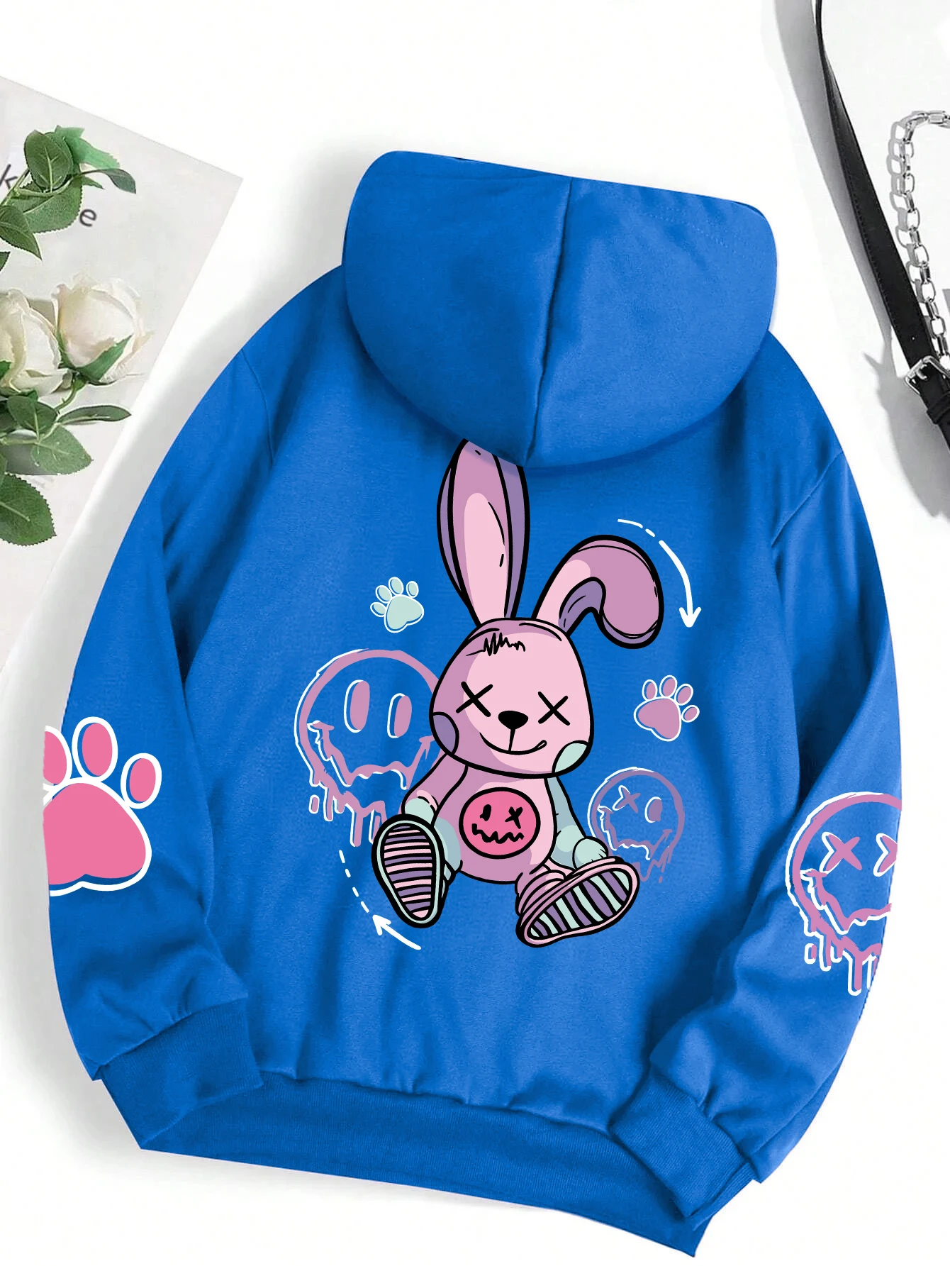 Hip Hop Oversized Printed Hoodie for Women Casual Fleece Sweatshirt
