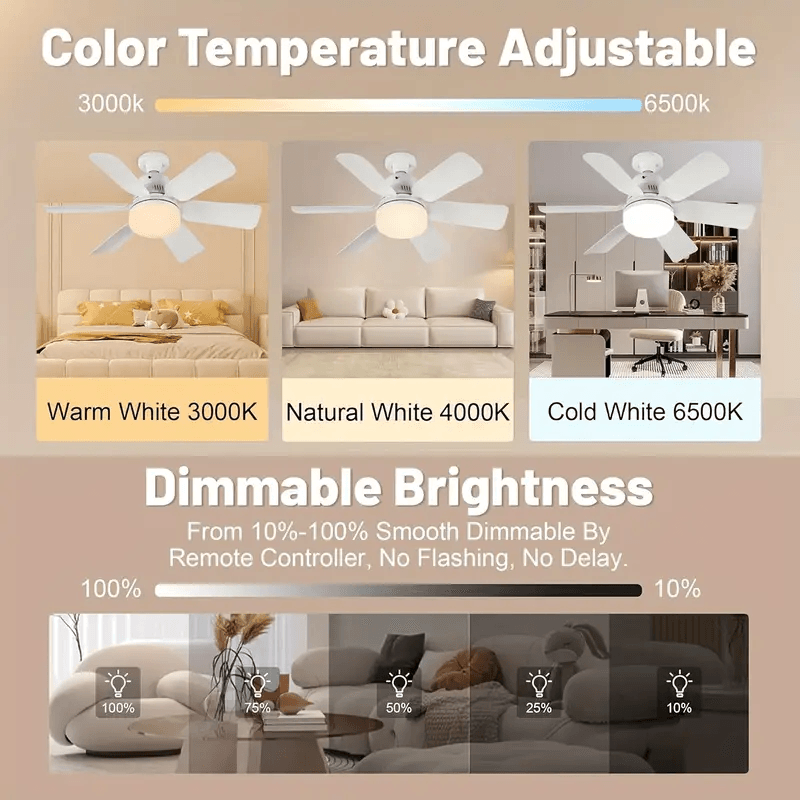 LED 30W Ceiling Fan Light with Remote Control – Dimmable E27 for Living Room, Study & Home Use (85-265V) - CartRare