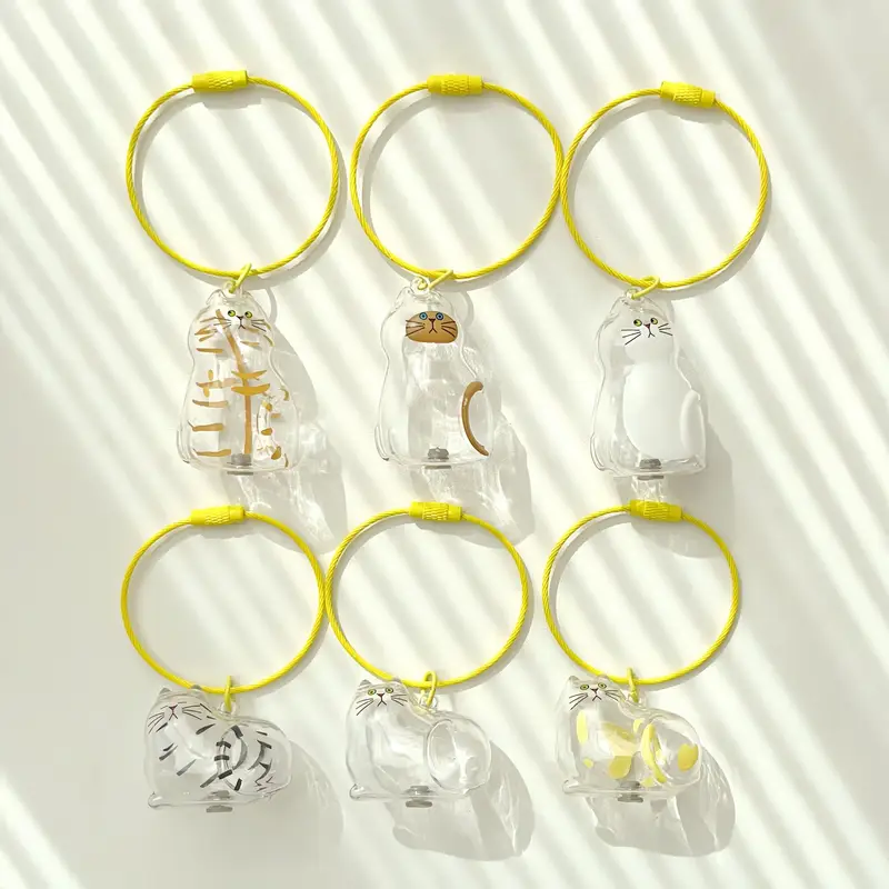 Cat Fur Memorial Keychain Transparent Pet Hair Keepsake Pendant