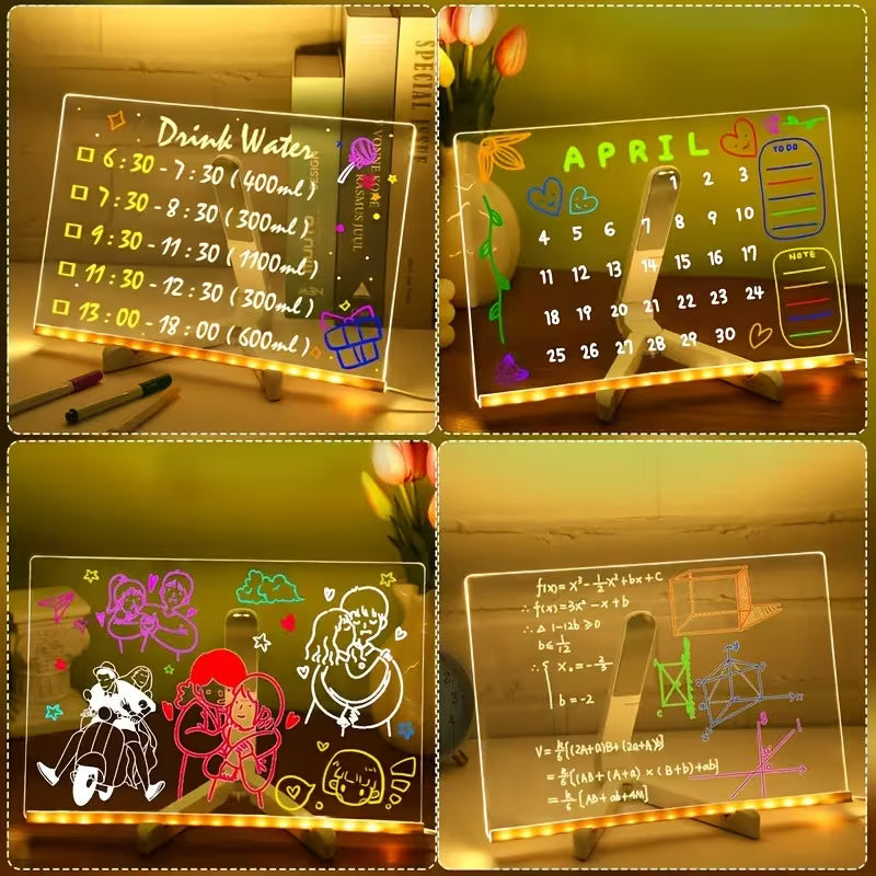 Board 7 Neon Pens Rewritable Drawing Tablet for Kids