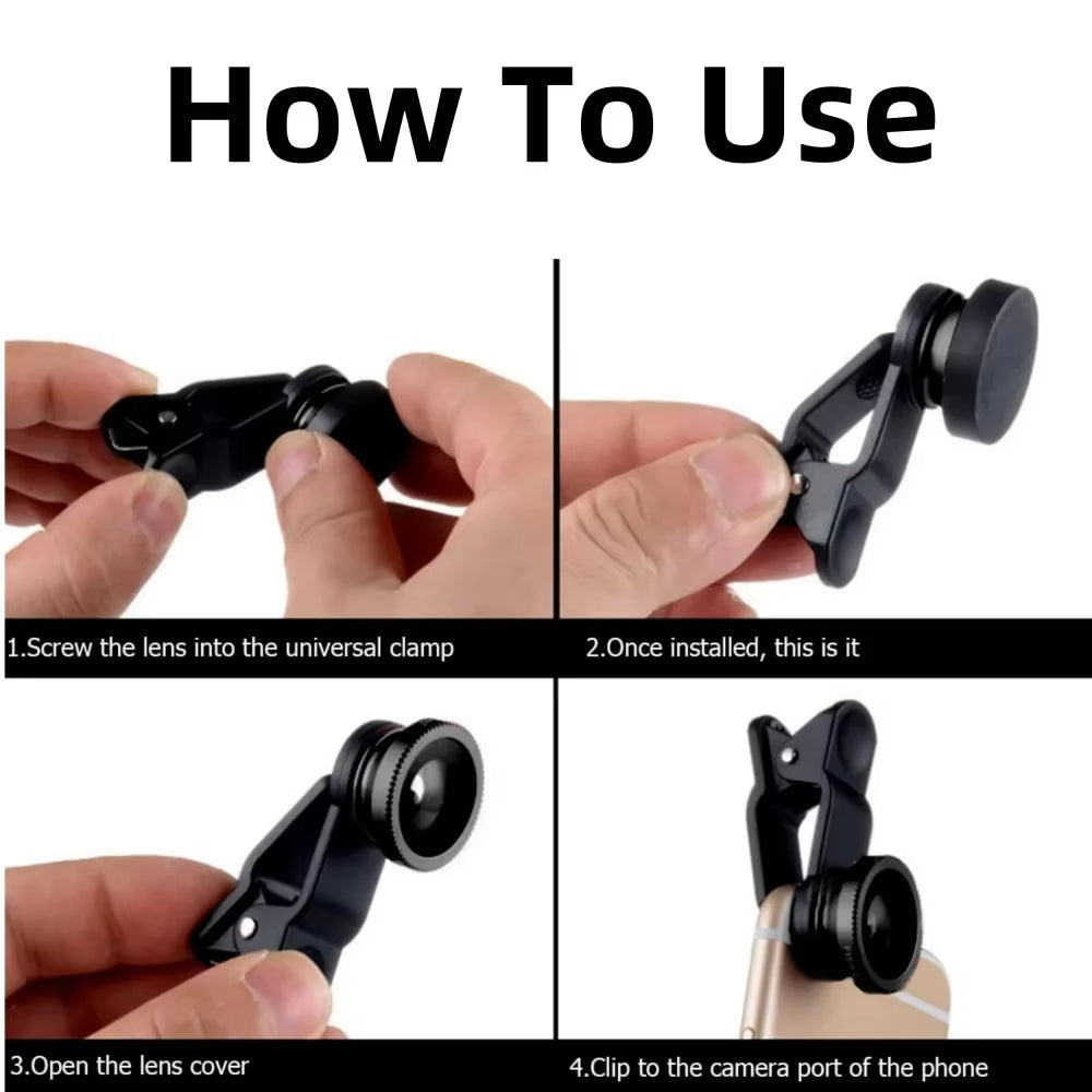 3-in-1 Smartphone Camera Lens Kit with Fisheye and Wide Angle - CartRare