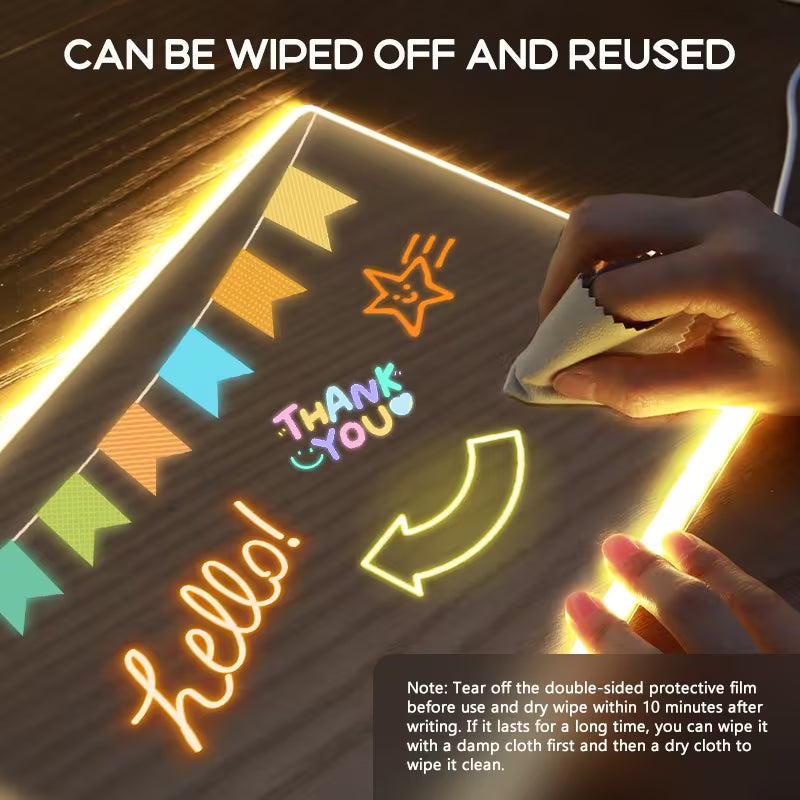 Board 7 Neon Pens Rewritable Drawing Tablet for Kids