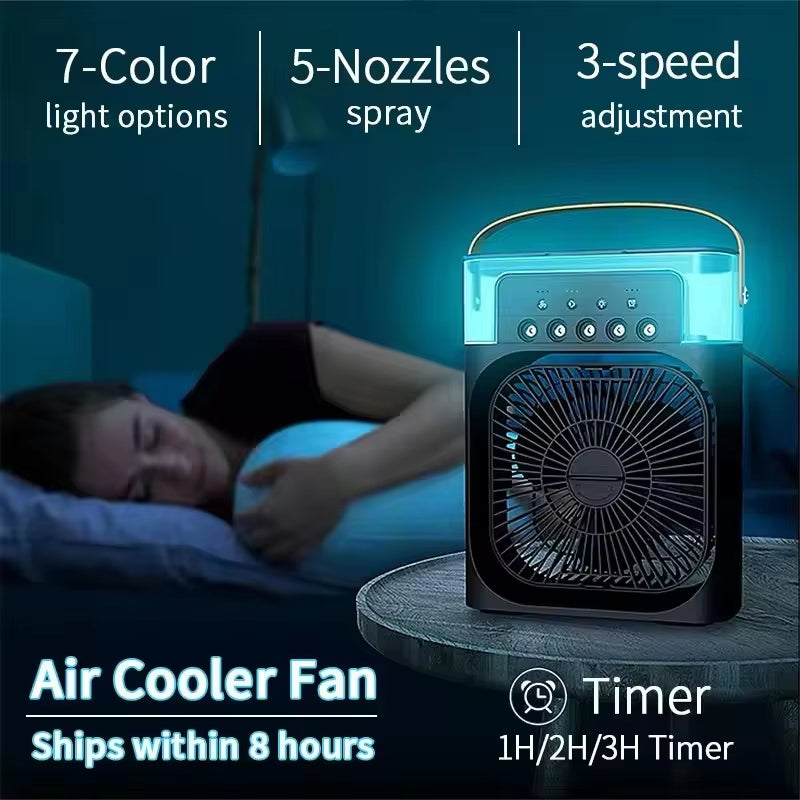 3-in-1 Portable Air Cooler Fan with Humidifier and LED Light - CartRare