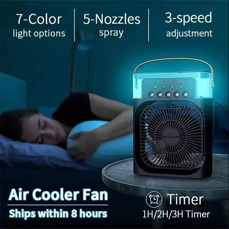 3-in-1 Portable Air Cooler Fan with Humidifier and LED Light - CartRare