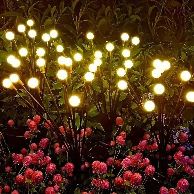 Solar Firefly Garden Lights | LED Outdoor Waterproof Pathway Lighting – Warm White - CartRare