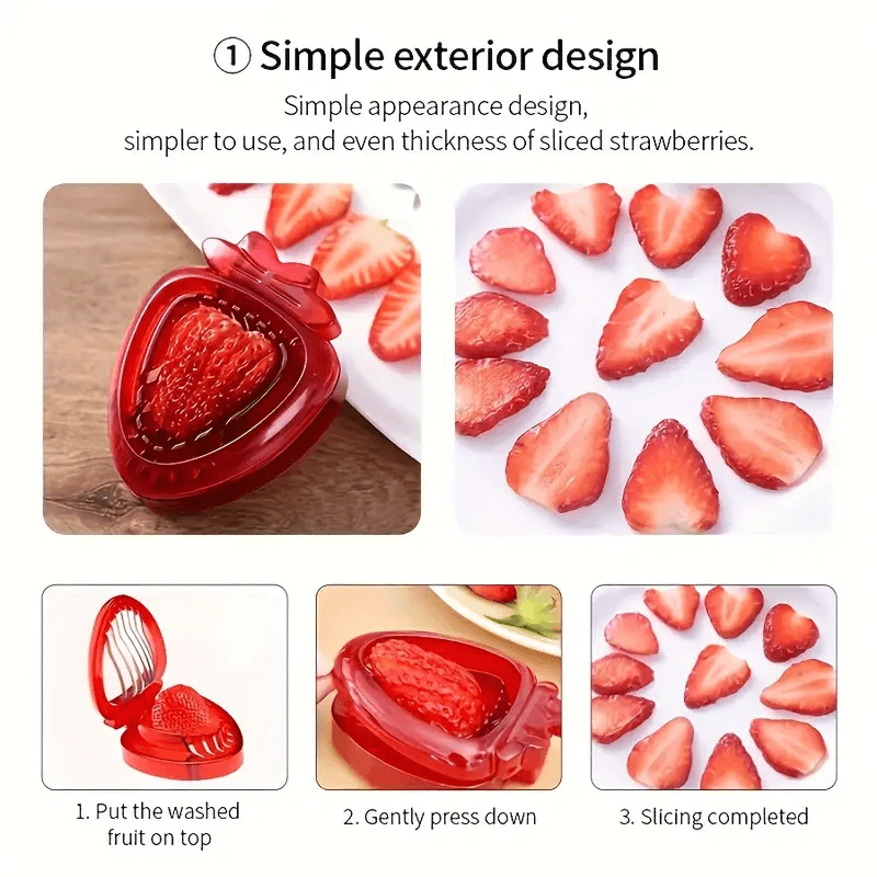 2-in-1 Strawberry Slicer & Stem Remover – Easy Kitchen Fruit Tool for Slicing, Coring & Peeling Berries, Melons & More - CartRare