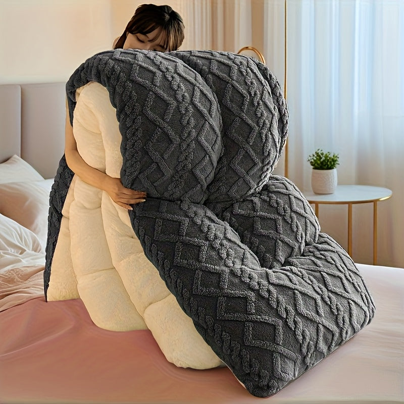 Thick Winter Blanket for Bed Soft Flannel & Artificial Lamb Cashmere Warm, Cozy & Comfortable Quilt Comforter
