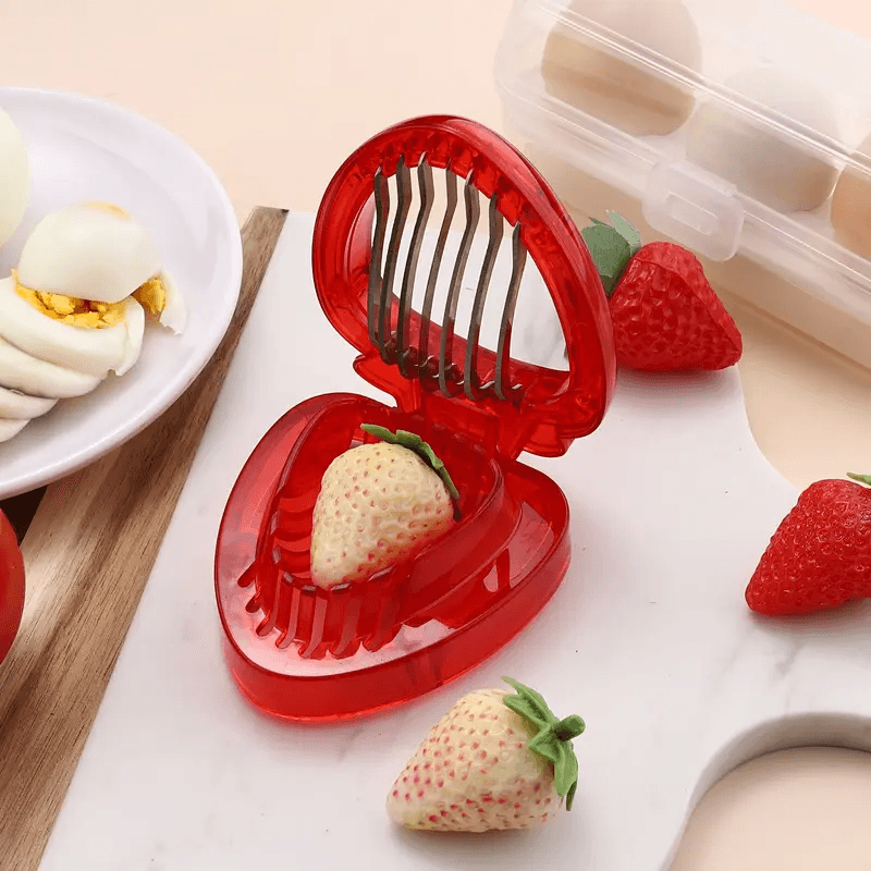 2-in-1 Strawberry Slicer & Stem Remover – Easy Kitchen Fruit Tool for Slicing, Coring & Peeling Berries, Melons & More - CartRare