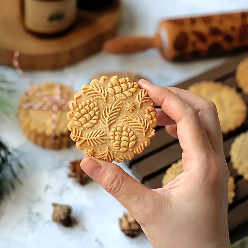 Premium Patterned Wooden Rolling Pin Embossed Dough & Baking Tool for All Designs