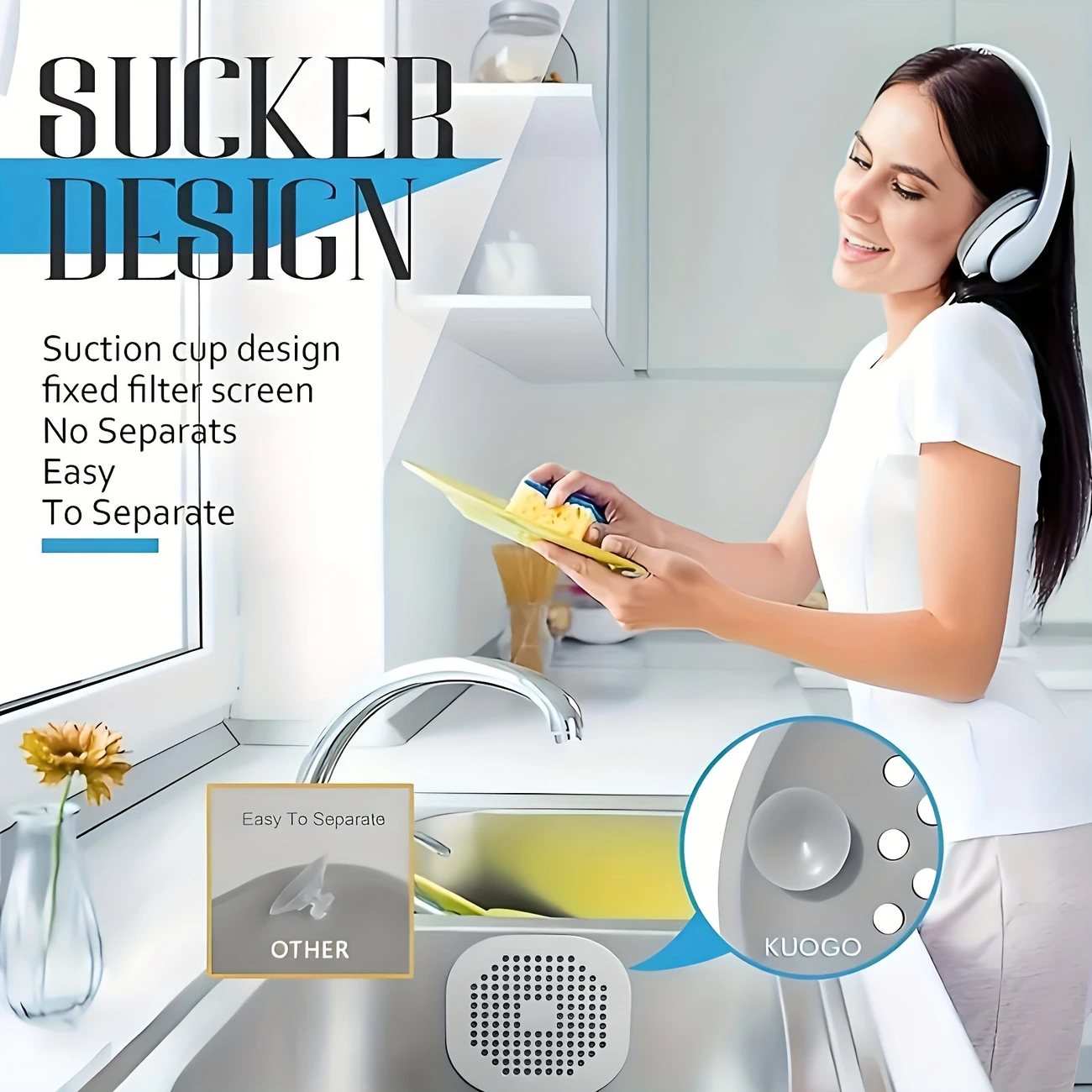 Silicone Anti-blocking Sink Drain Covers for Kitchen & Bathroom